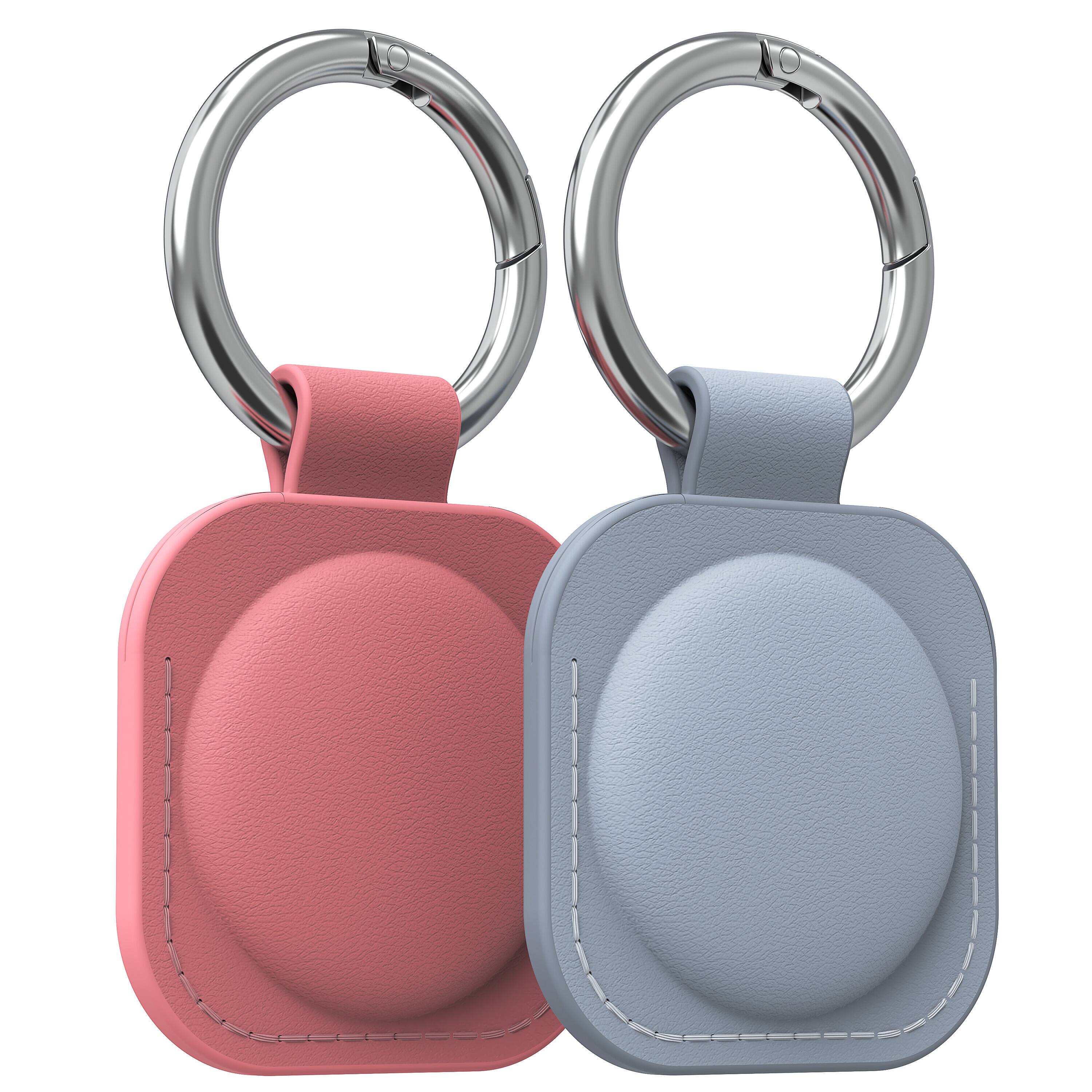 Left. Vena - 2 Pack For Apple AirTag Holder, AirTag Keychain Leather, AirTag Case Cover For Pet Dog Cat Collar Luggage, Blue & Pink - Multicolored.