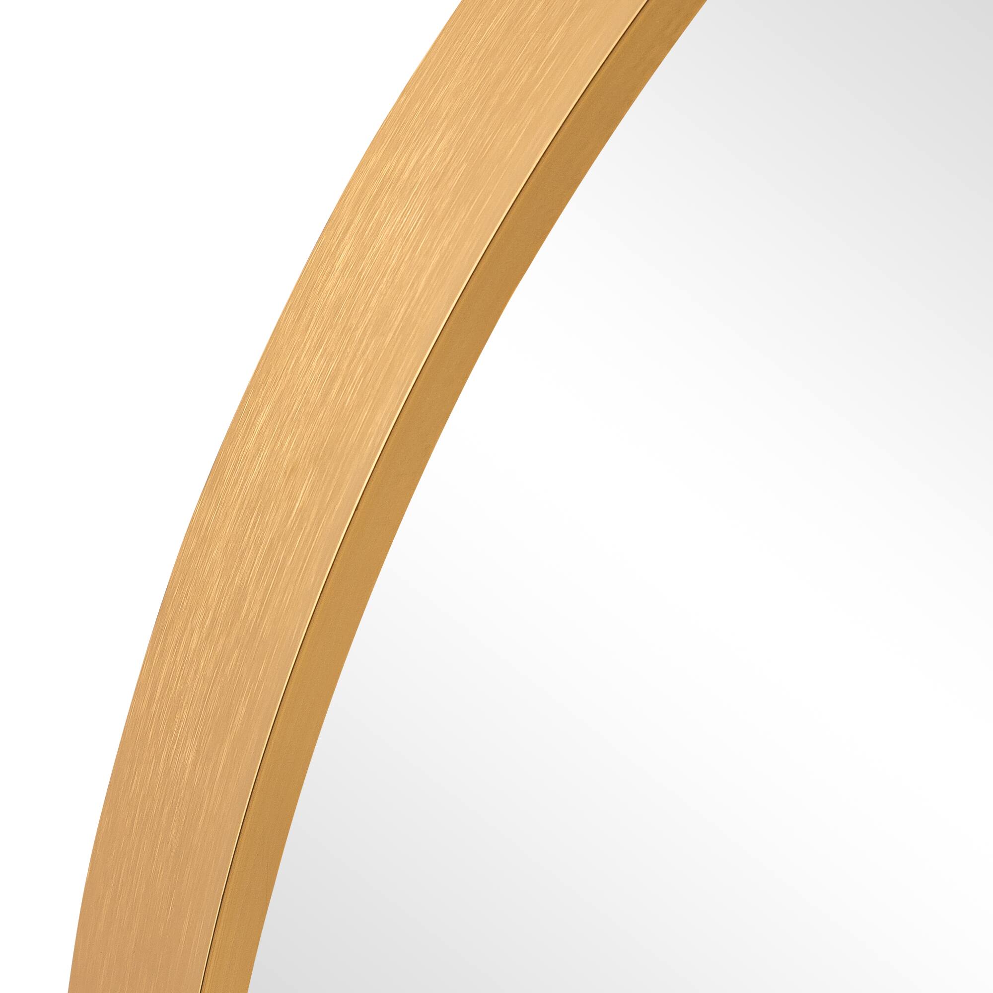 Left. Lirago - 36" x 24" Arched Hanging Bathroom Mirror with Gold Scratch-Resistant Aluminum Alloy Frame - Gold.