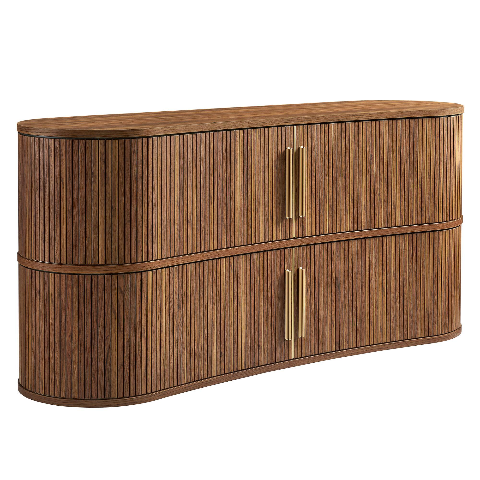 Angle. Modway - Radcliffe 63" Curved Fluted Sideboard Buffet Cabinet by Modway - Walnut.