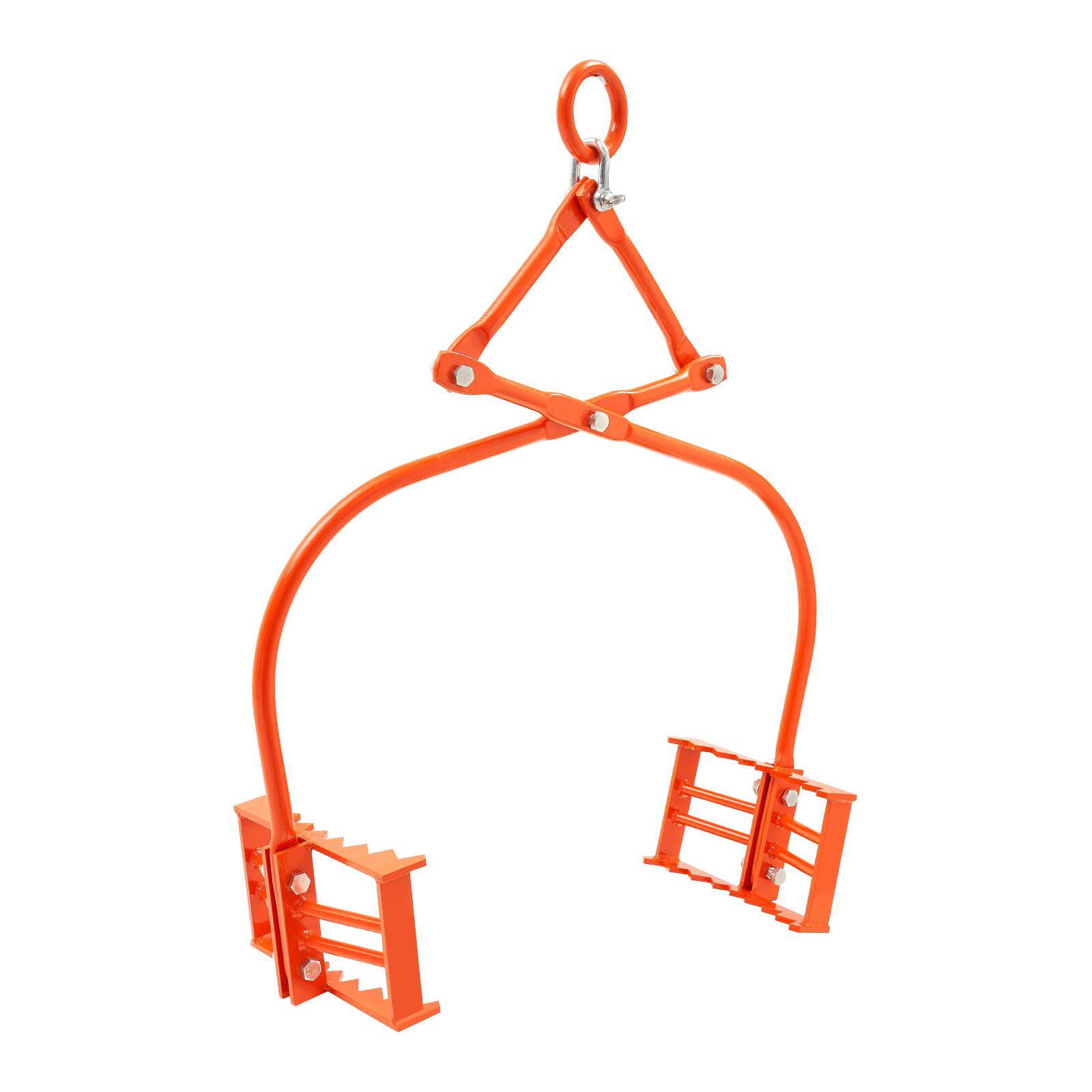 Front. VEVOR - 24in Stone Lifting Tongs, 2-Claw Rock Tongs, Heavy Duty Steel Log Tongs, 1100LBS Lifting Capacity, Swivel Log Grapple - Orange.