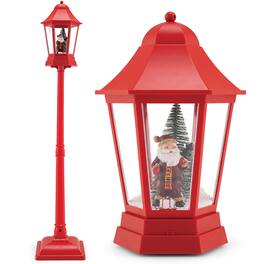 Costway - 5.3 Ft Musical Christmas Street Lamp with 8 Tunes, 60 LED Lights, Mute Mode - Red