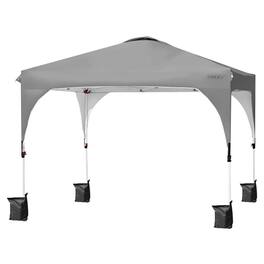 Kadyn - 10 x 10 Feet Outdoor Pop-up Camping Canopy Tent with Roller Bag-Gray, Outdoor Gazebo Wedding Party Tent Canopy Tent