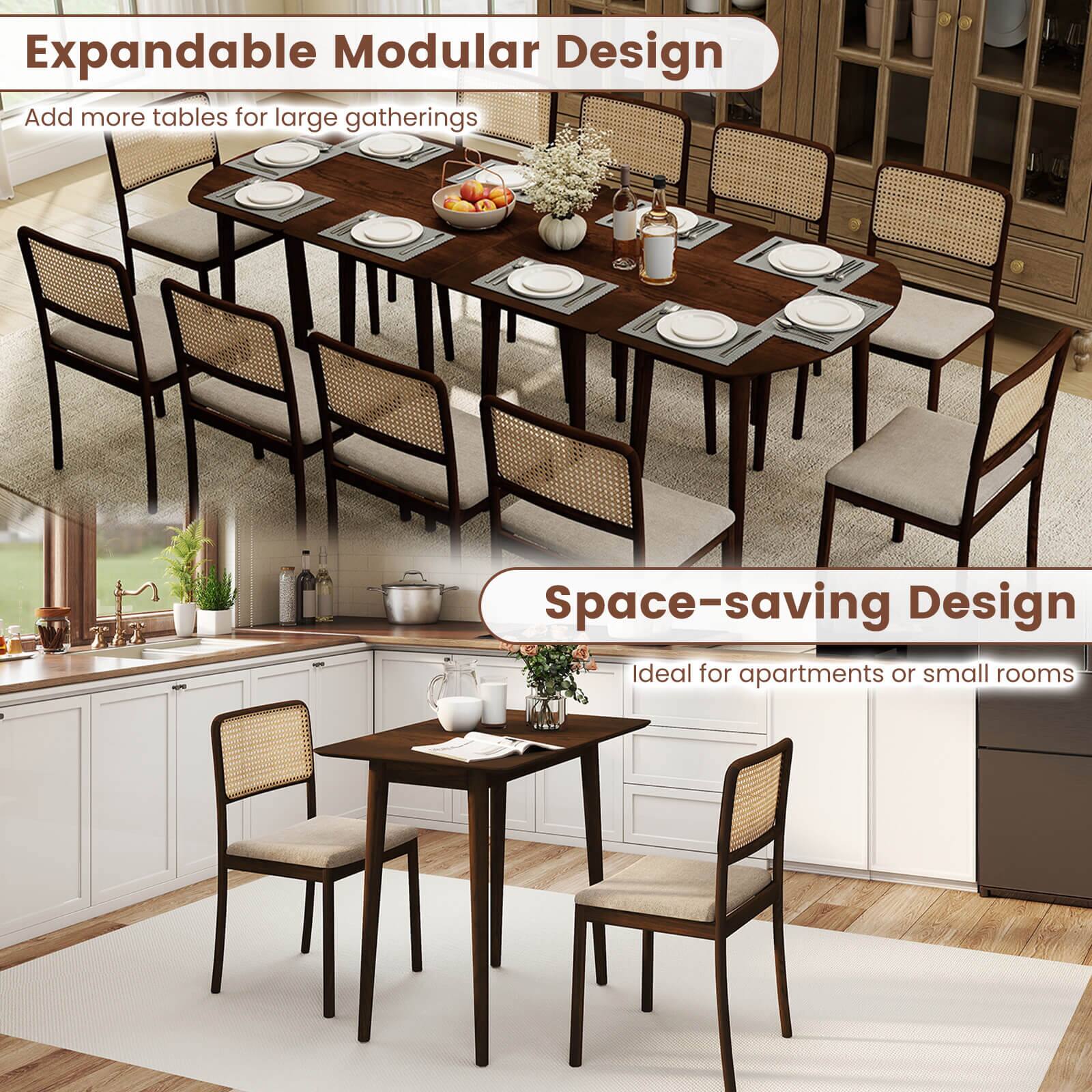 Expandable Modular Design  
Add more tables for large gatherings  

Space-saving Design  
Ideal for apartments or small rooms
