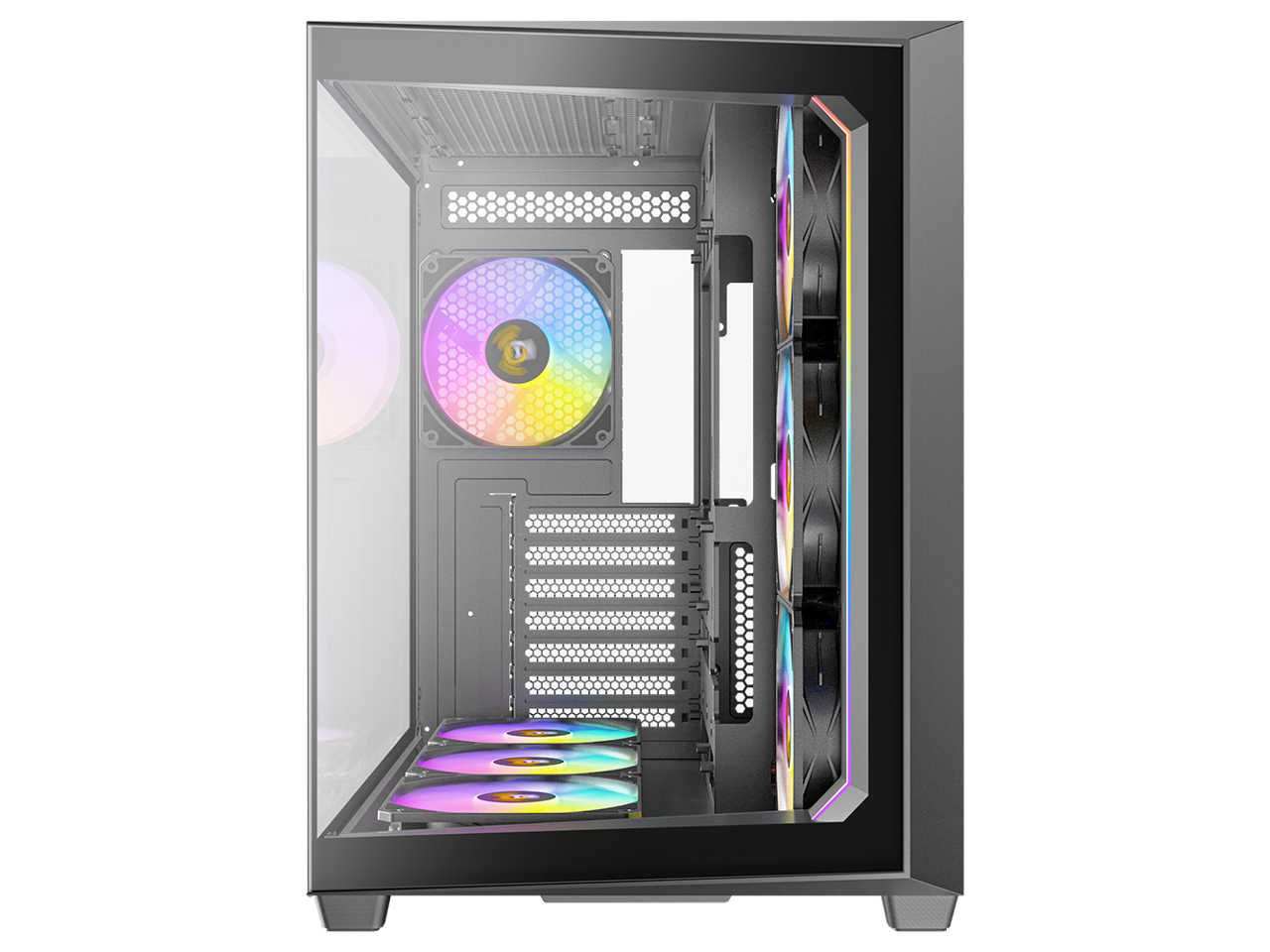 Alt View 7. Antec - Antec C5 ARGB, 7x 120mm ARGB Fans, 10 Fan Support, Type-C 3.2 Gen 2, Tempered Glass, 360mm Radiator, Mid-Tower ATX Case - Black.