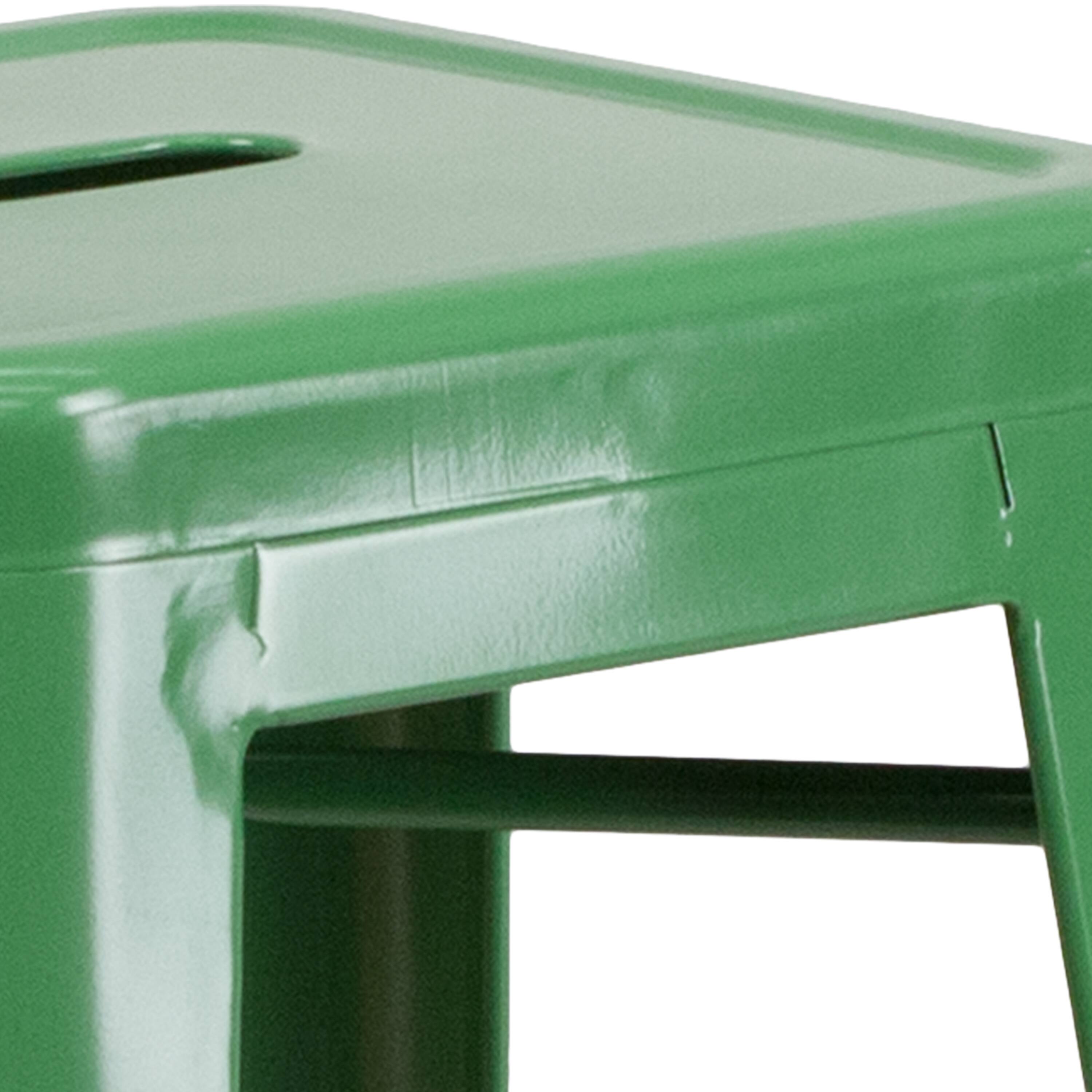 Alt View 8. Emma + Oliver - Commercial Grade 30"H Backless Metal Indoor-Outdoor Barstool with Square Seat - Green.