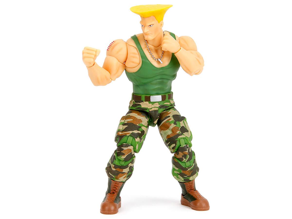 Left. Jada - Guile 6" Action Figure with Accessories, Alternate Head & Hands – Ultra Street Fighter II (2017 Video Game) - Multicolor.