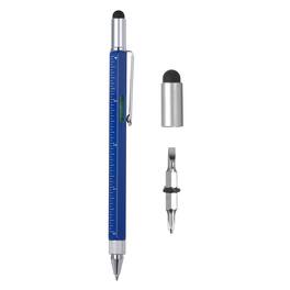 Unique Bargains - 6 in 1 Metal Multitool Tech Tool Pen with Ballpoint Pen, Ruler, Screwdriver, Stylus, Level Gauge for Christmas - Blue