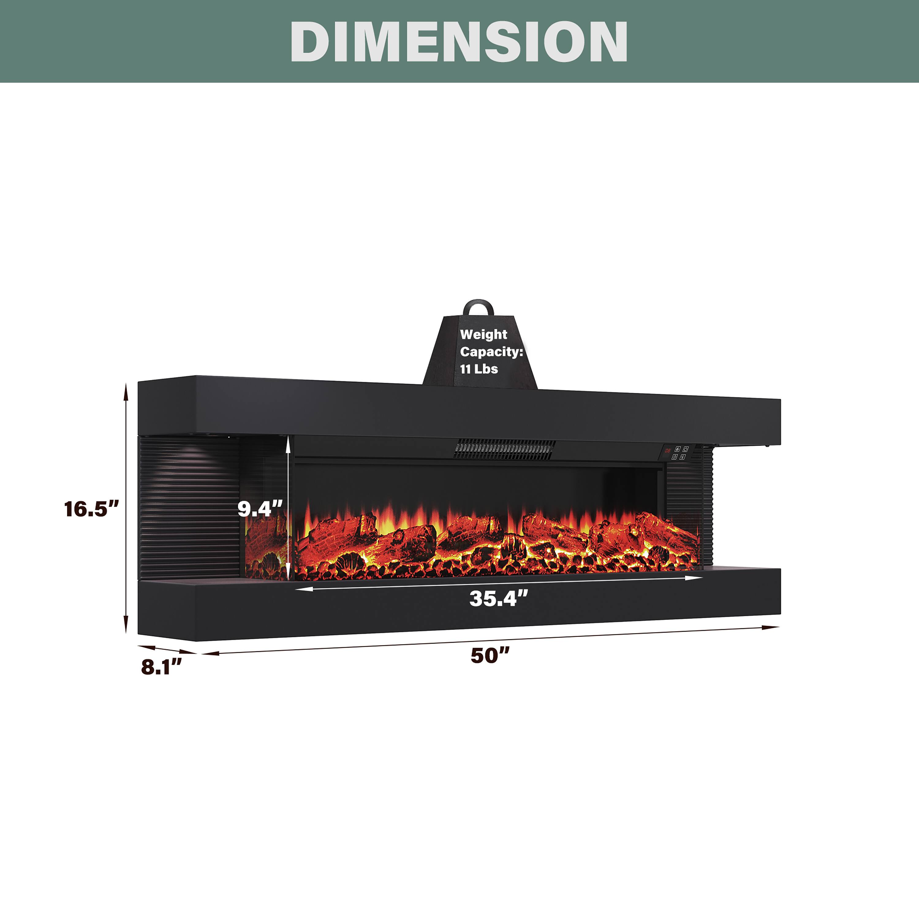 DIMENSION  
Weight Capacity: 11 Lbs  
16.5"  
9.4"  
35.4"  
8.1"  
50"