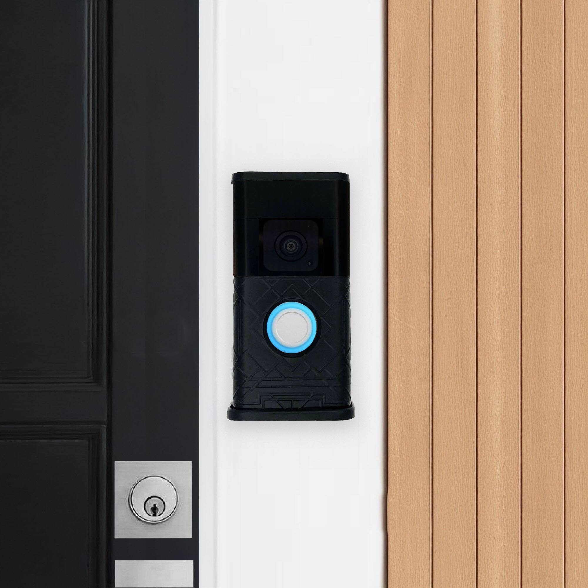 Alt View 3. Michael Healy - Art Deco Video Doorbell Cover (Ring 3, 3 Plus, 4, Battery Plus and Battery Pro) - Matte Black.