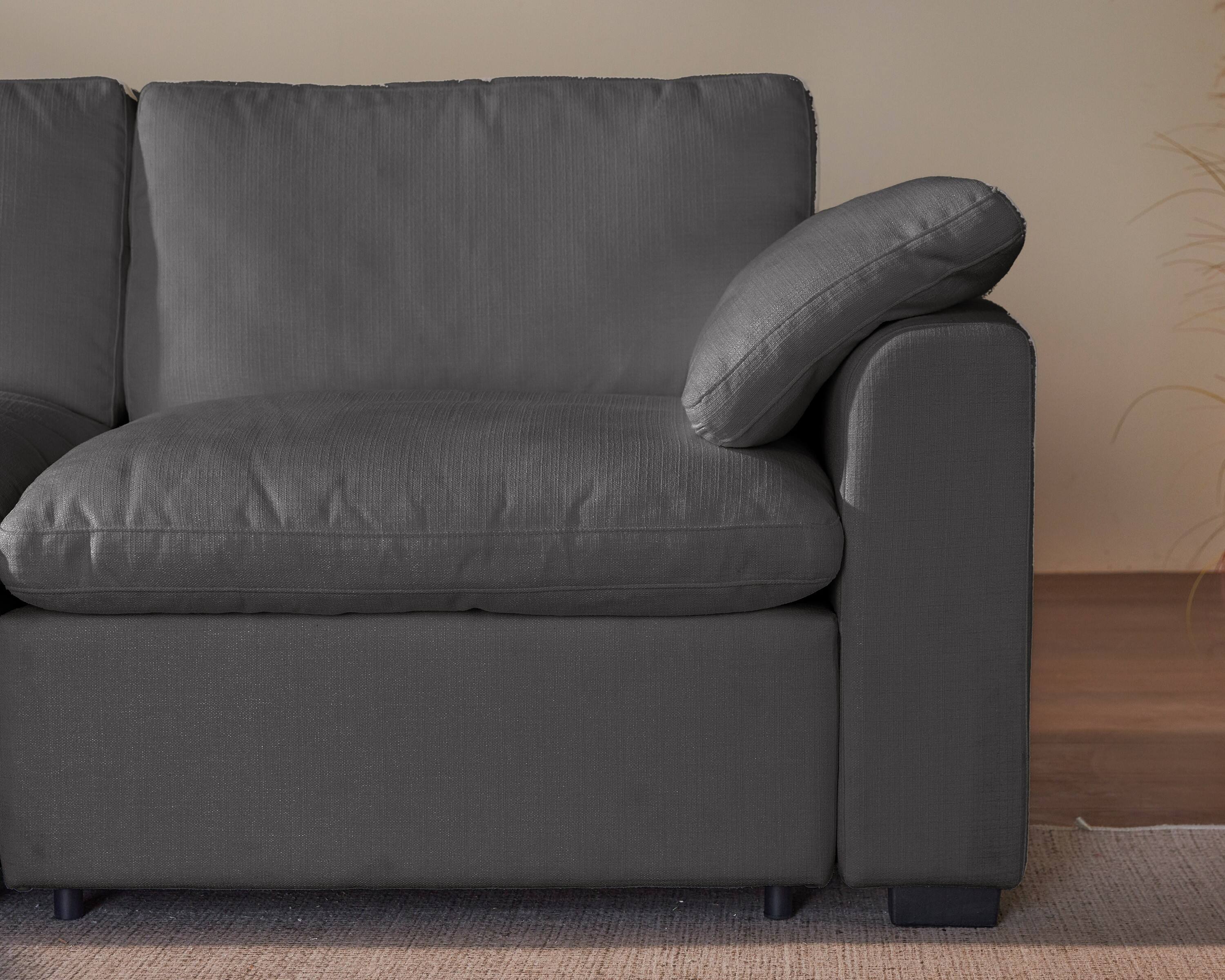 Alt View 2. Dyonery - 120" U Shaped  Couch with Storage Ottoman， Down-Filled Wide Deep Seat, Solid Wood Frame, Tool Free, Gray - Gray.