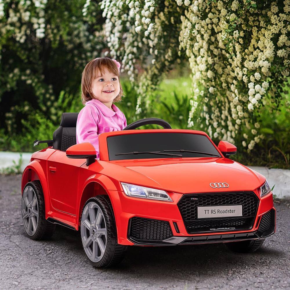 Angle. BreeBe - Aosom 6V Kids Electric ride on Car Licensed Audi TT RS w/ Suspension, Remote Control, Horn, Lights, MP3 & 5 Songs - Red.