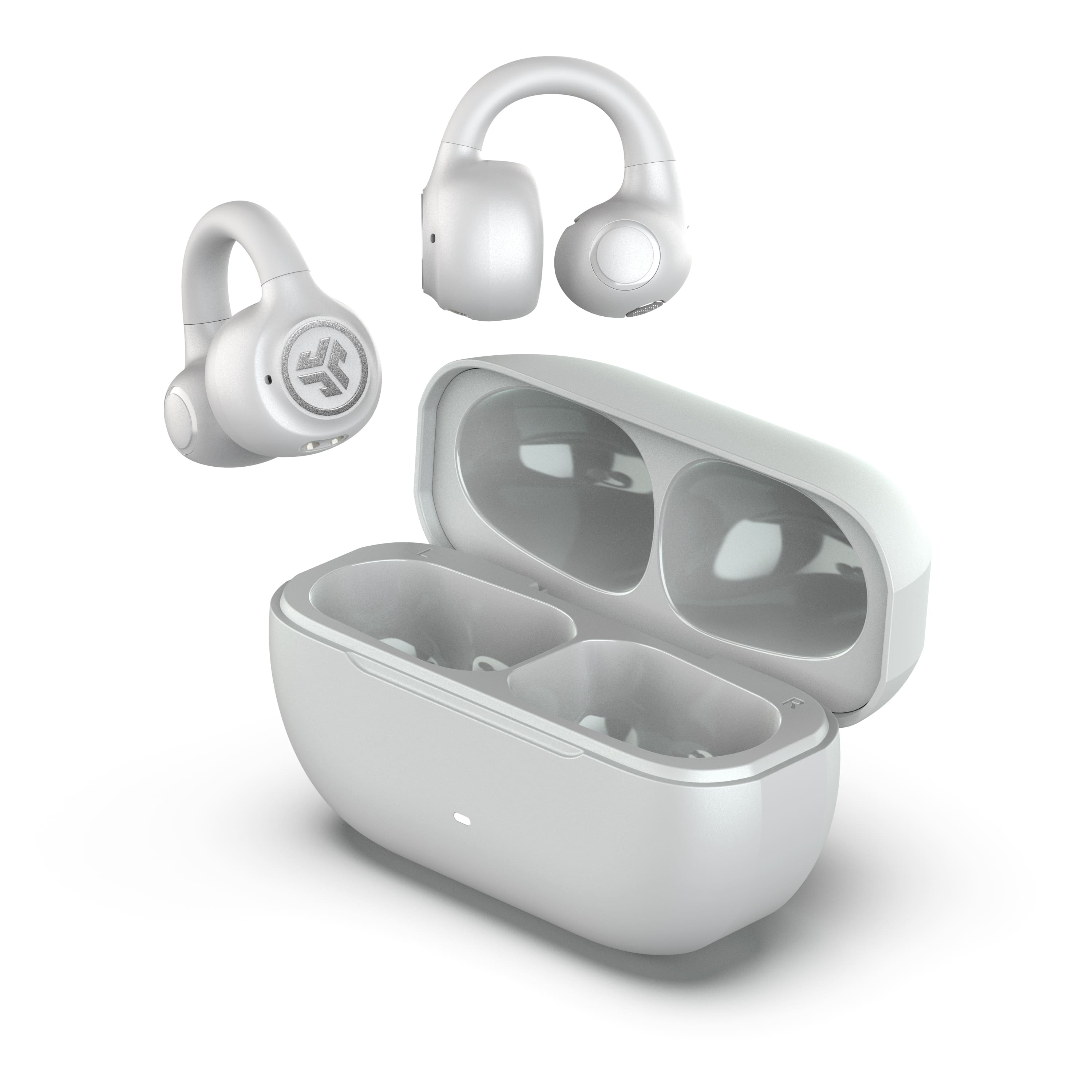 Angle. JLab - Flex Open - Clip True Wireless Earbuds - White.