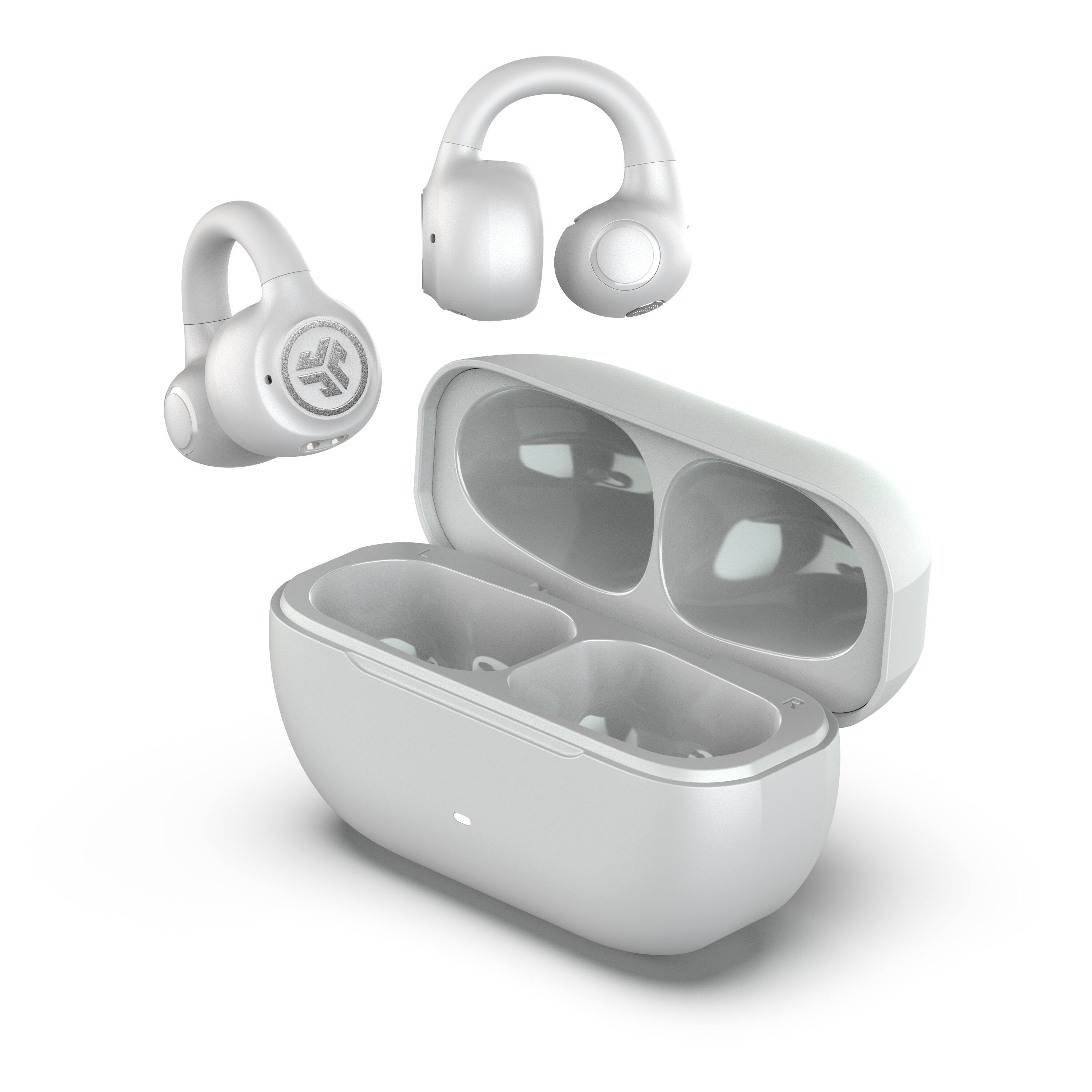 Angle. JLab - Flex Open - Clip True Wireless Earbuds - White.