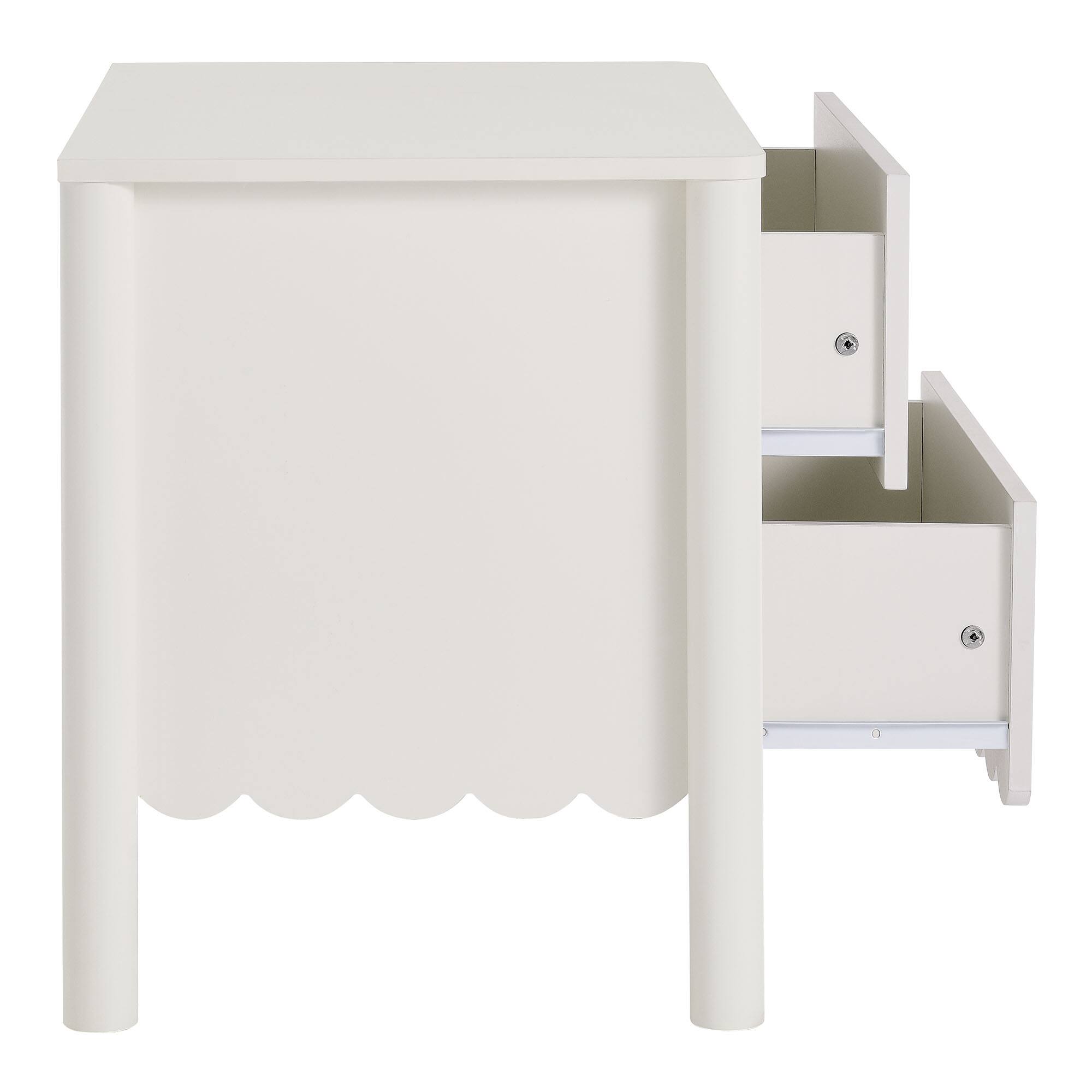 Alt View 4. Modway - Emmeline Scalloped 2-Drawer Nightstand by Modway - White.