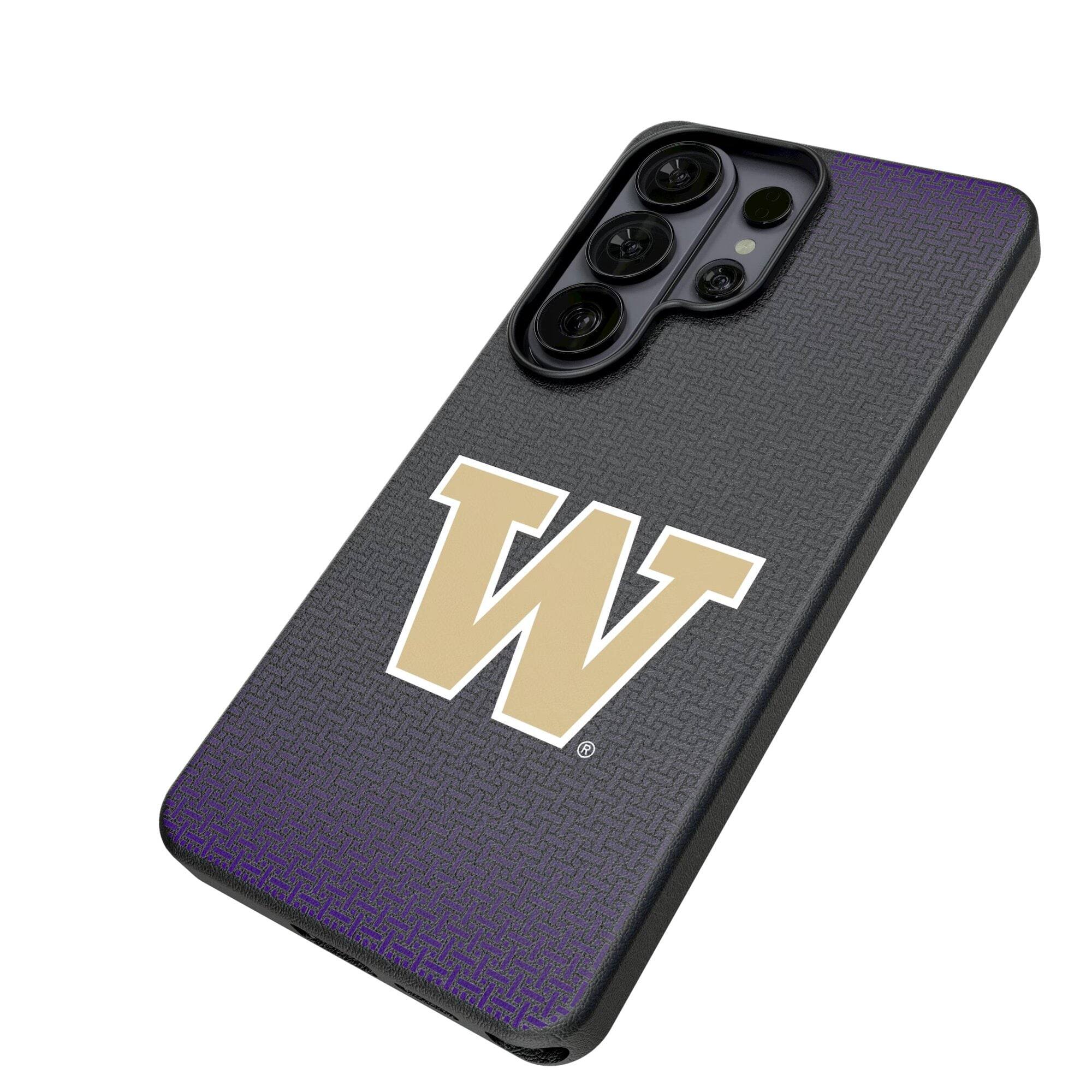Alt View 1. Keyscaper - Washington Huskies Linen Galaxy Magnetic Bump Case - S24 Ultra - Black.