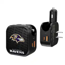 Keyscaper - Baltimore Ravens Team Logo Dual Port USB Car & Home Charger - Multicolor