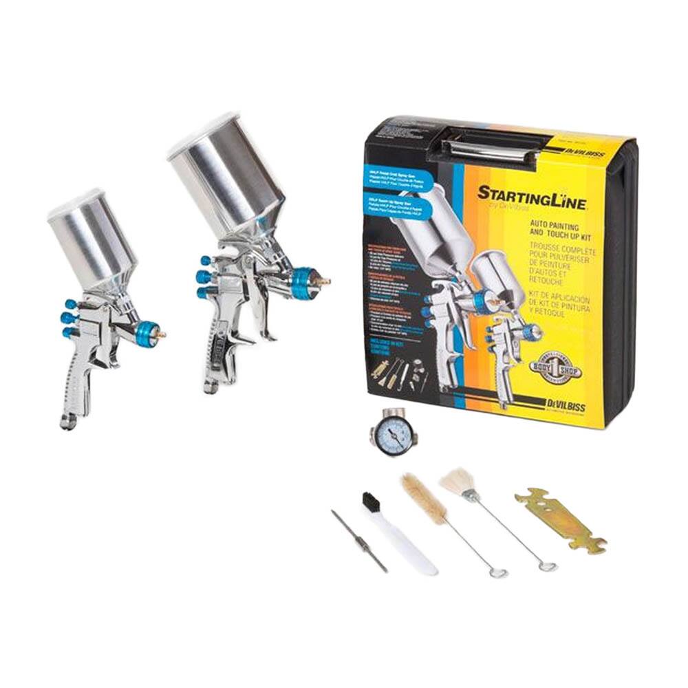 STARTING LINE AUTO PAINTING AND TOUCH UP KIT  
TROUSSE COMPLETE POUR PULVERISER DE PEINTURE D'AUTOS ET RETOUCHE  
KIT DE APLICACION DE PINTURA Y RETOQUE