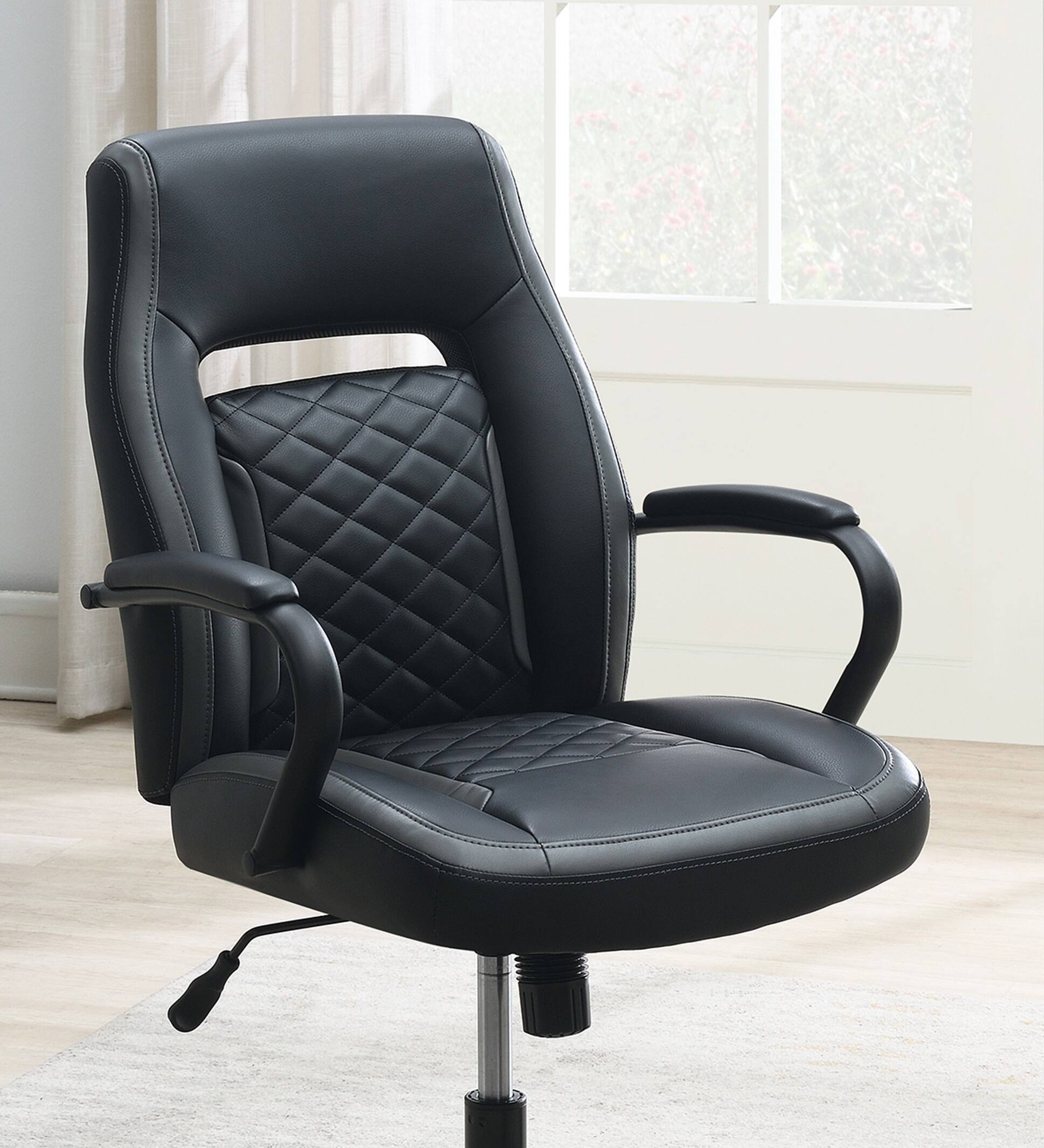 Alt View 1. Spaco - Spaco Faux Leather Executive Office Chairs Unique Design Ergonomic Design Casters Plush Padded Chair with Arms - Black+Grey.