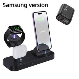 SKRAN - Multifunctional 3-in-1 Phone Stand - Phone Charger for Samsung Phone, Earphones and Watch, Wireless Charging Stand,Black - Black