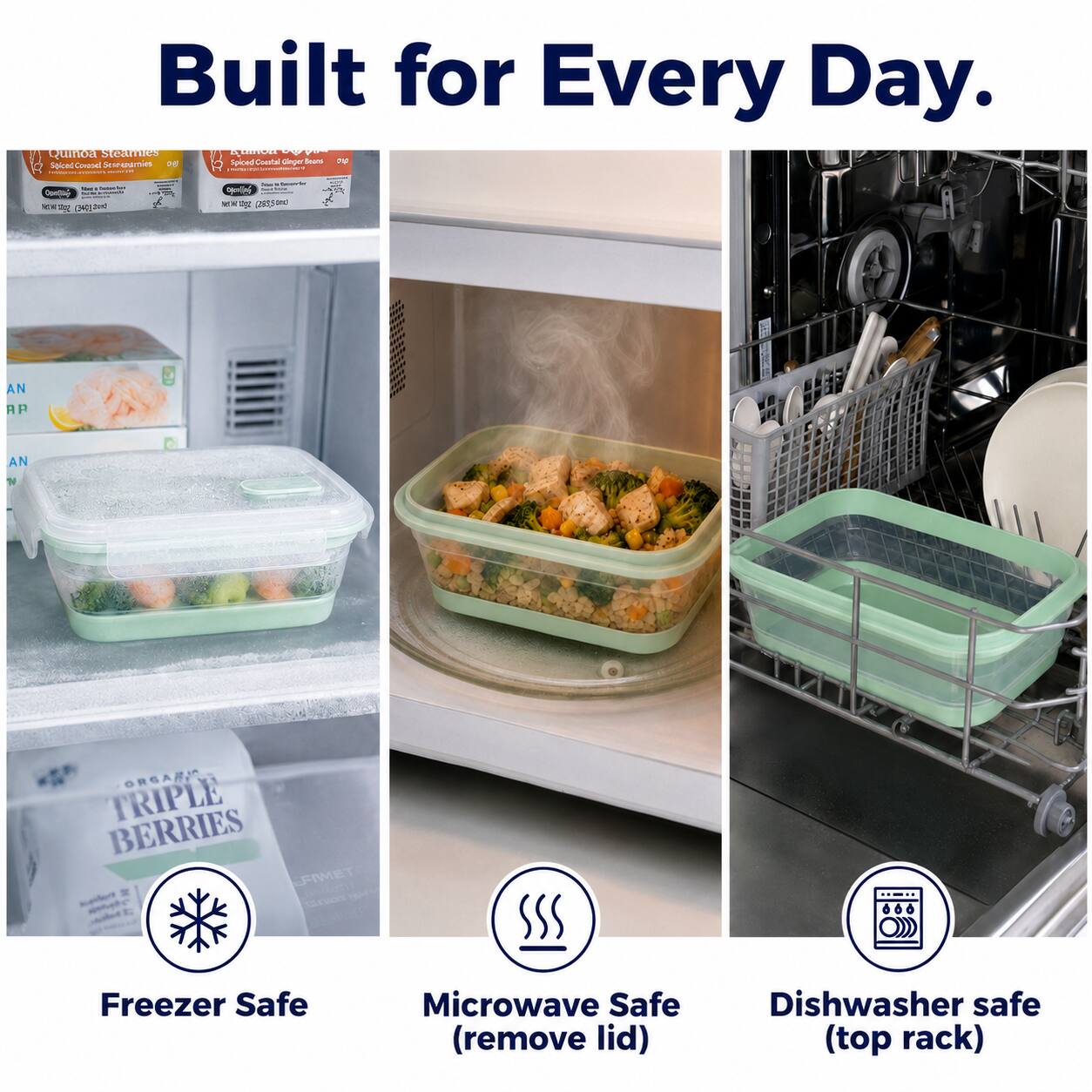 Built for Every Day.  
Quinoa Steamless  
Spiced Coastal Ginger Beans  
Spiced Colonel  
Protein  
- kin - 3431-2019 tan!  
- surrie ojenling - - Y 00g (285 5-0mK)  
AN ORGANIC TRIPLE BERRIES EFMET DISTATE  
Freezer Safe  
Microwave Safe (remove lid)  
Dishwasher safe (top rack)