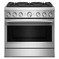 KitchenAid - 36 inch Wide 6 burner Commercial-Style 5.1 cu. ft. Freestanding Dual Fuel Range with No Preheat Air Fry Mode - Stainless Steel