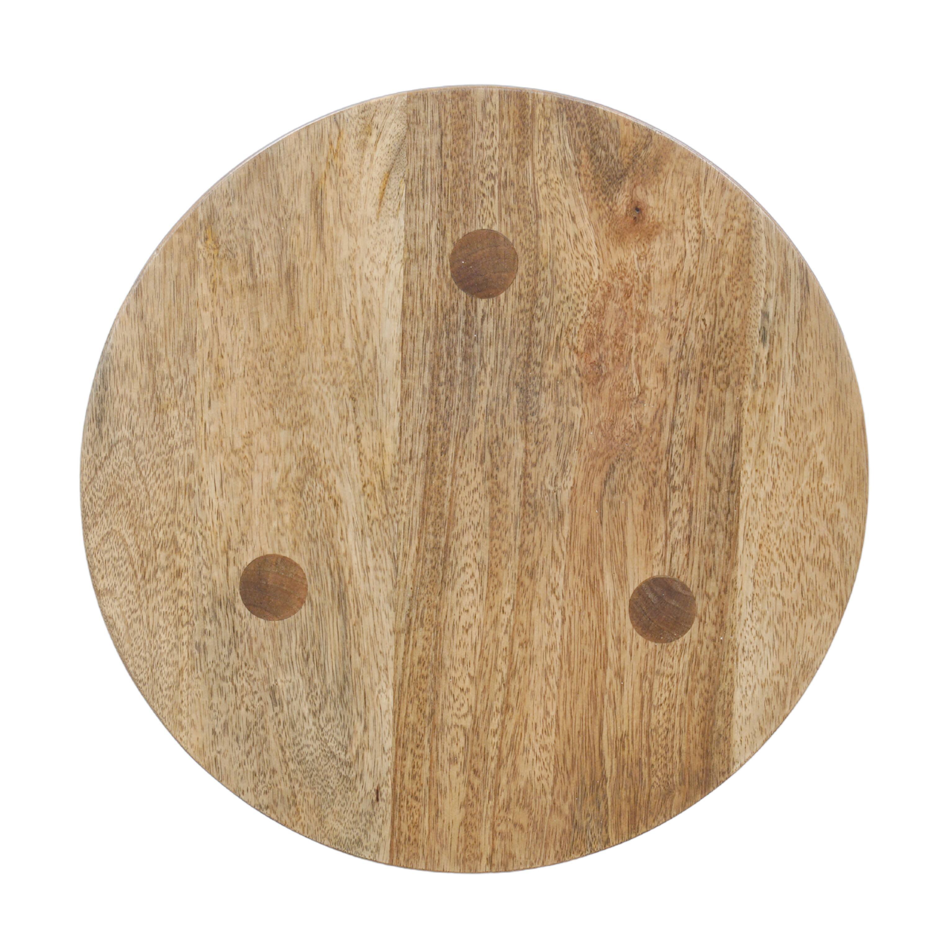 Back. Manhattan Lane - Geya Round Side Table, Tripod Spindle Legs, Natural Brown Mango Wood, 24 Inch High - Natural Brown.