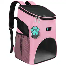 Paradigms Interiors - Dogs And Cat Backpack Carrier Airline Approved Pet Ventilated Safety Strap Buckle Support Designed For Hiking - Pink