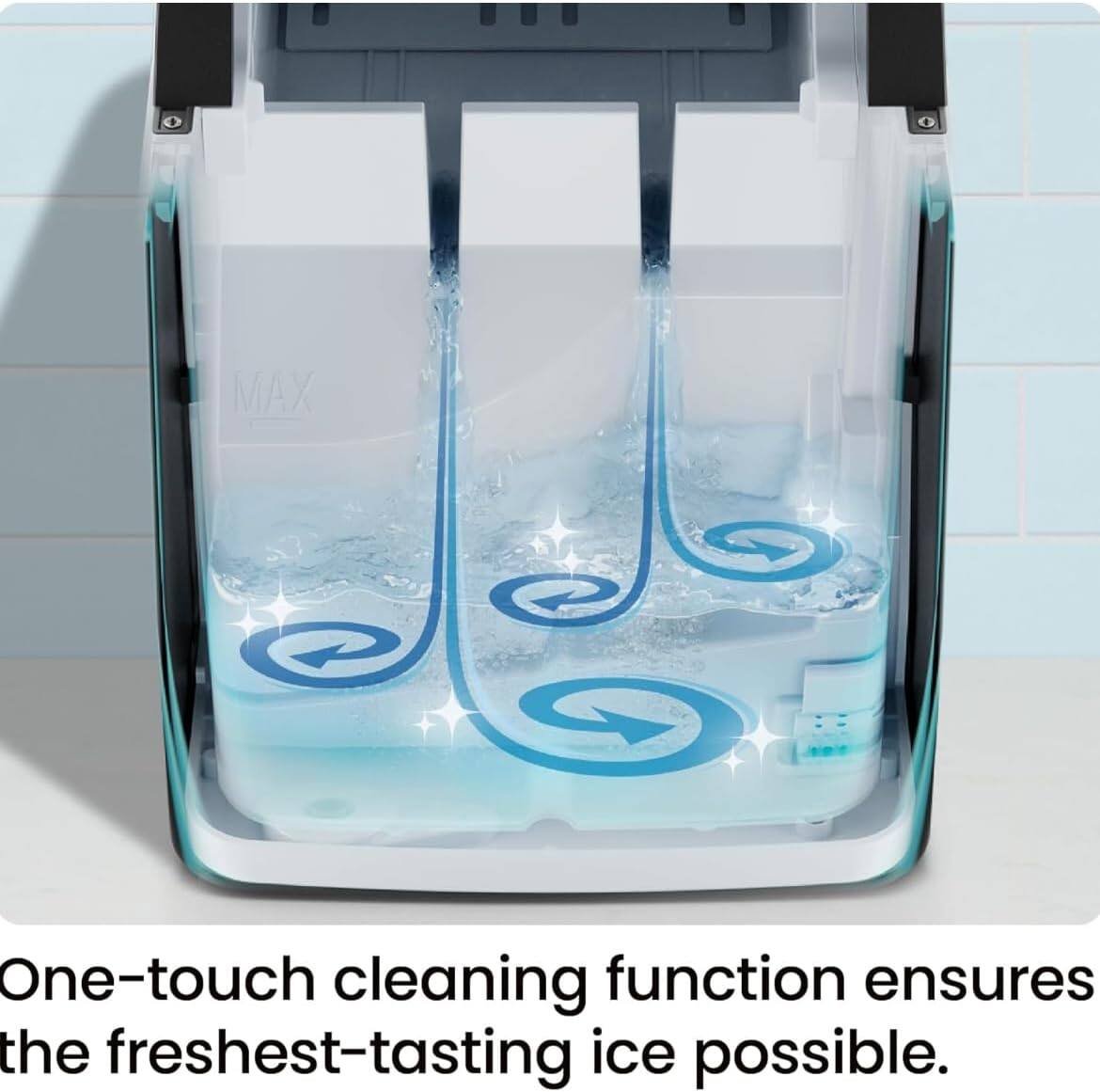 One-touch cleaning function ensures the freshest-tasting ice possible.
