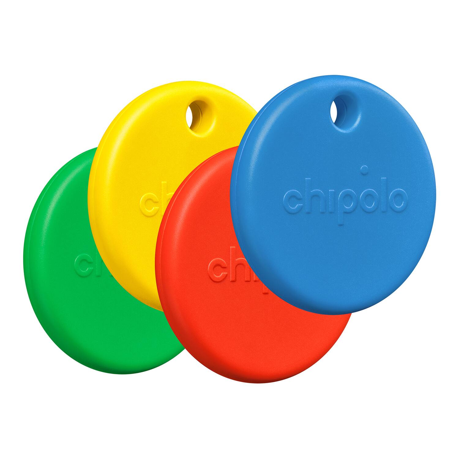 Front. Chipolo - POP Device Tracking Tag 4 Pack - Red/Blue/Yellow/Green.