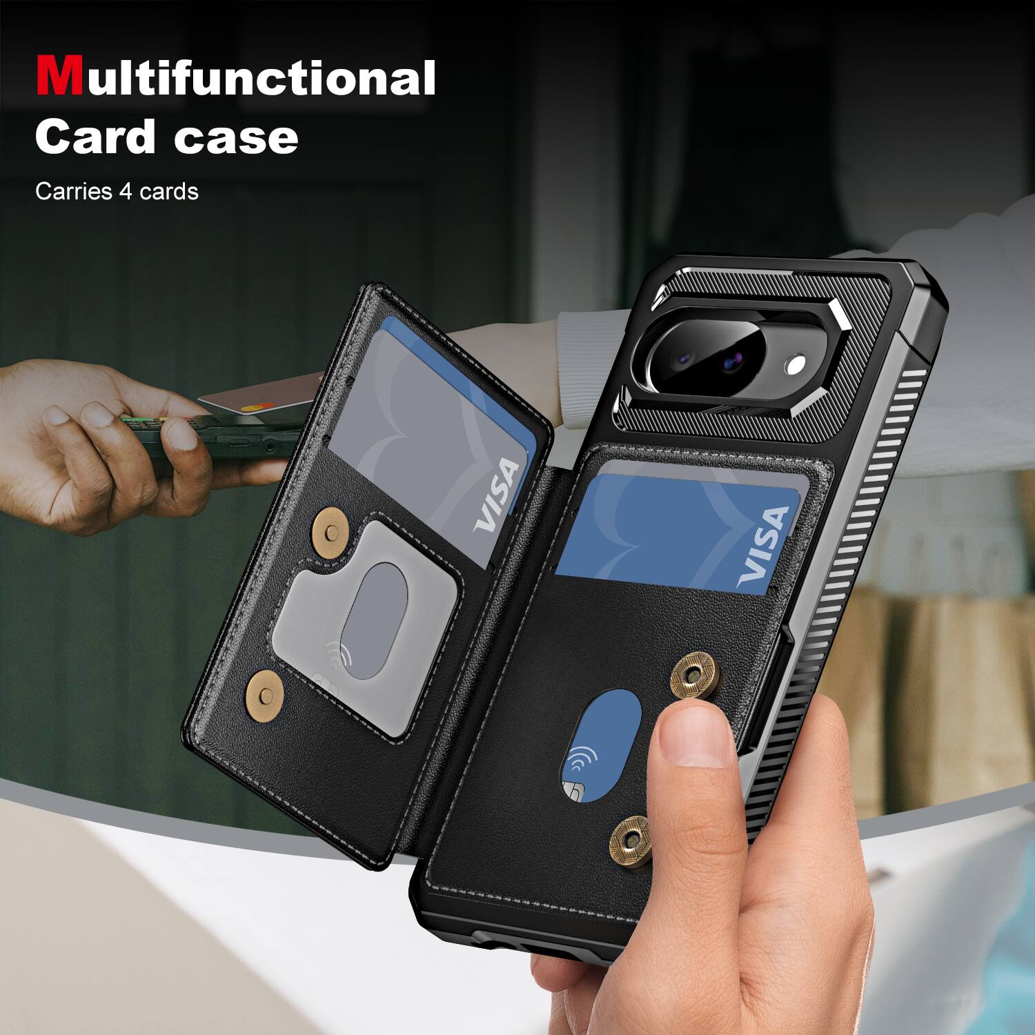 Multifunctional Card case  
Carries 4 cards