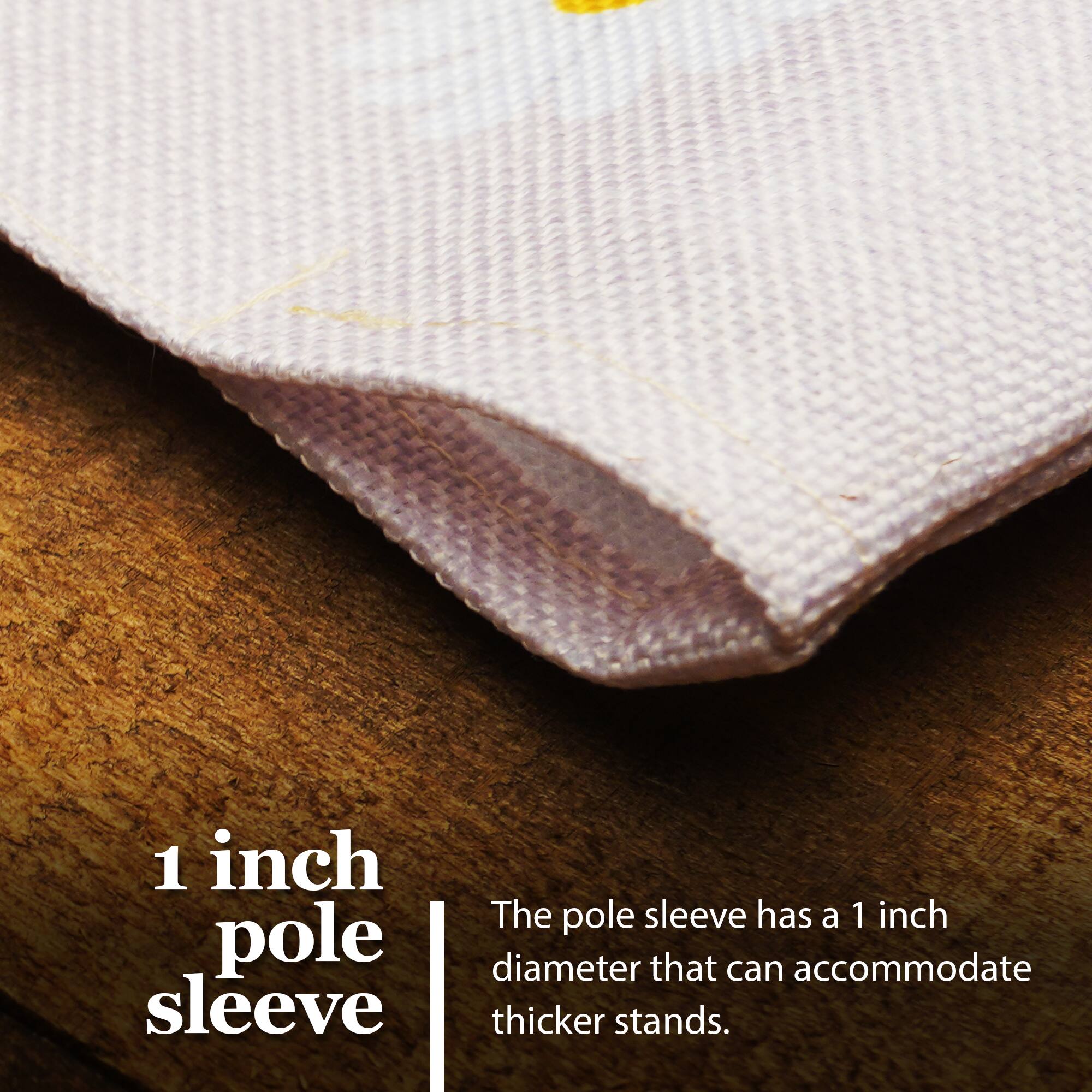 1 inch pole sleeve

The pole sleeve has a 1 inch diameter that can accommodate thicker stands.