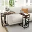 Alt View 4. Costway - 1 PCS C-shaped End Table with Charging Station Rolling Bedside Table Couch Side Table - Rustic Brown/Black.