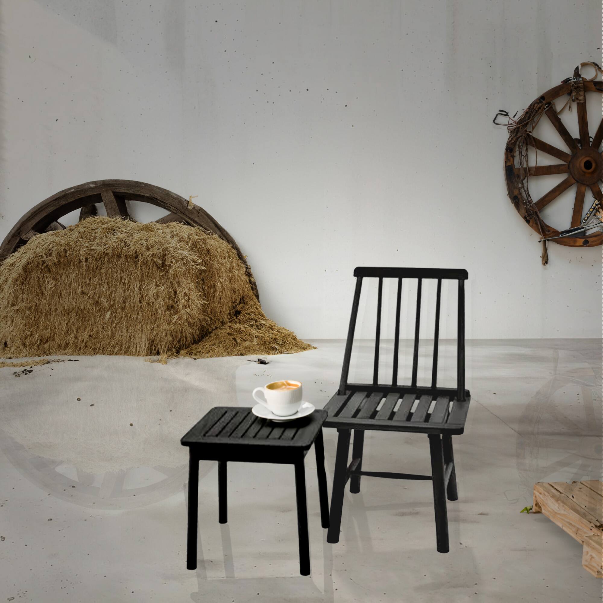 Alt View 2. Jack Post - Jack Post Hardwood Classic Indoor and Outdoor Farmhouse Armless Chair, Black - Black.