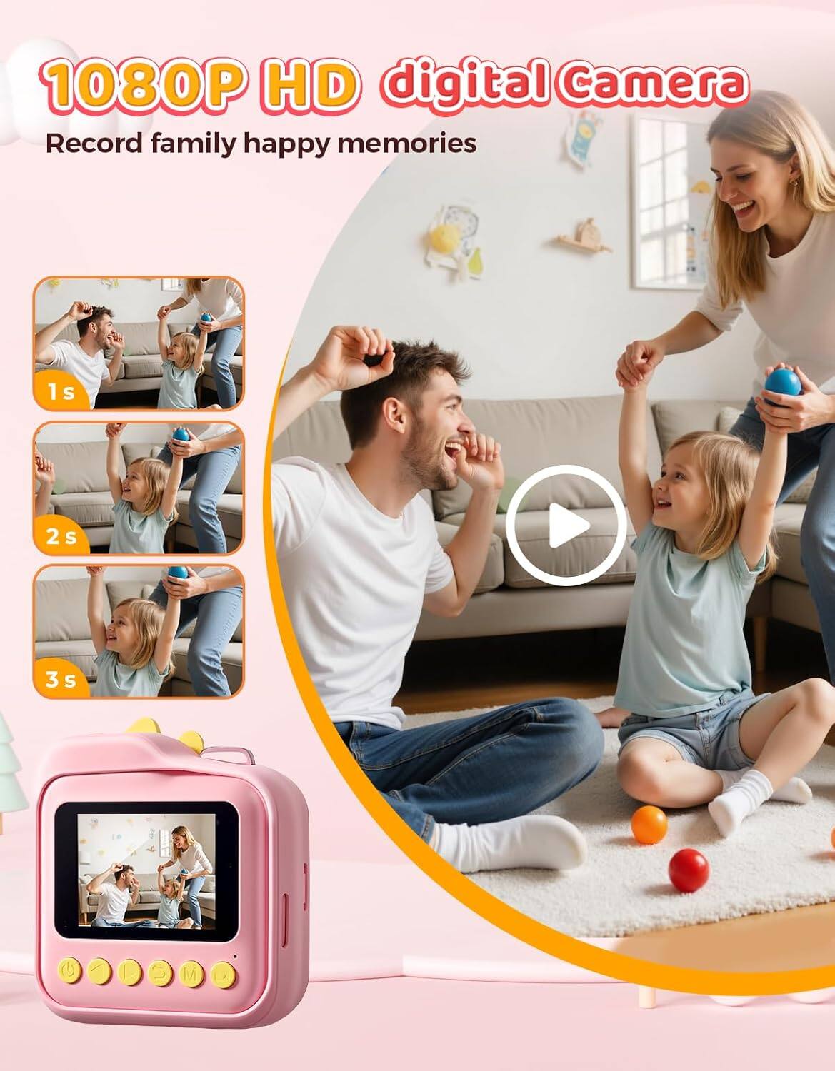 1080P HD digital Camera  
Record family happy memories  

1s  
2s  
3s