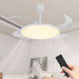 Kadyn - 42 Inch Retractable Ceiling Fan,Low Profile Ceiling Fan with Light and Remote,Modern Fan - White