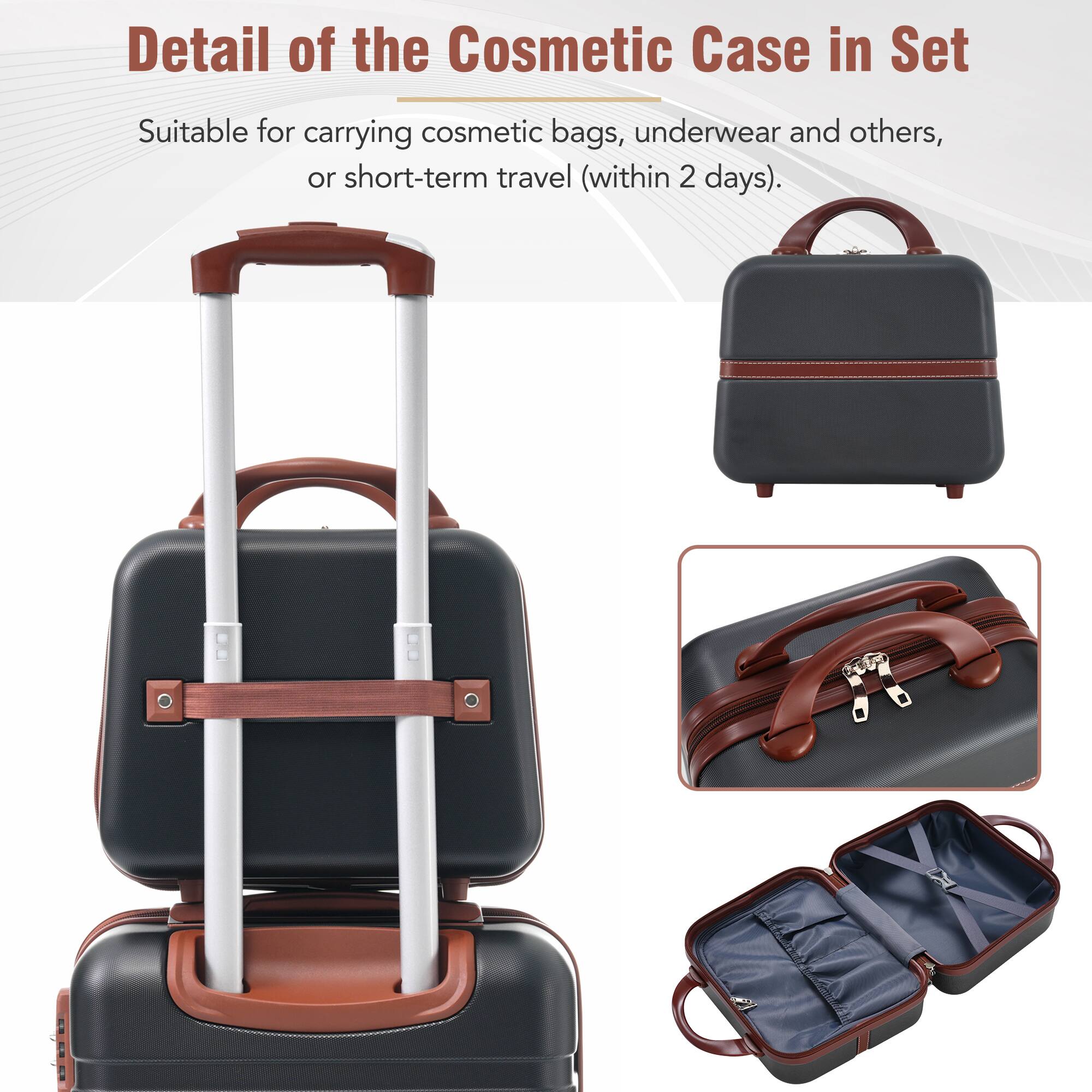 Detail of the Cosmetic Case in Set

Suitable for carrying cosmetic bags, underwear and others, or short-term travel (within 2 days).