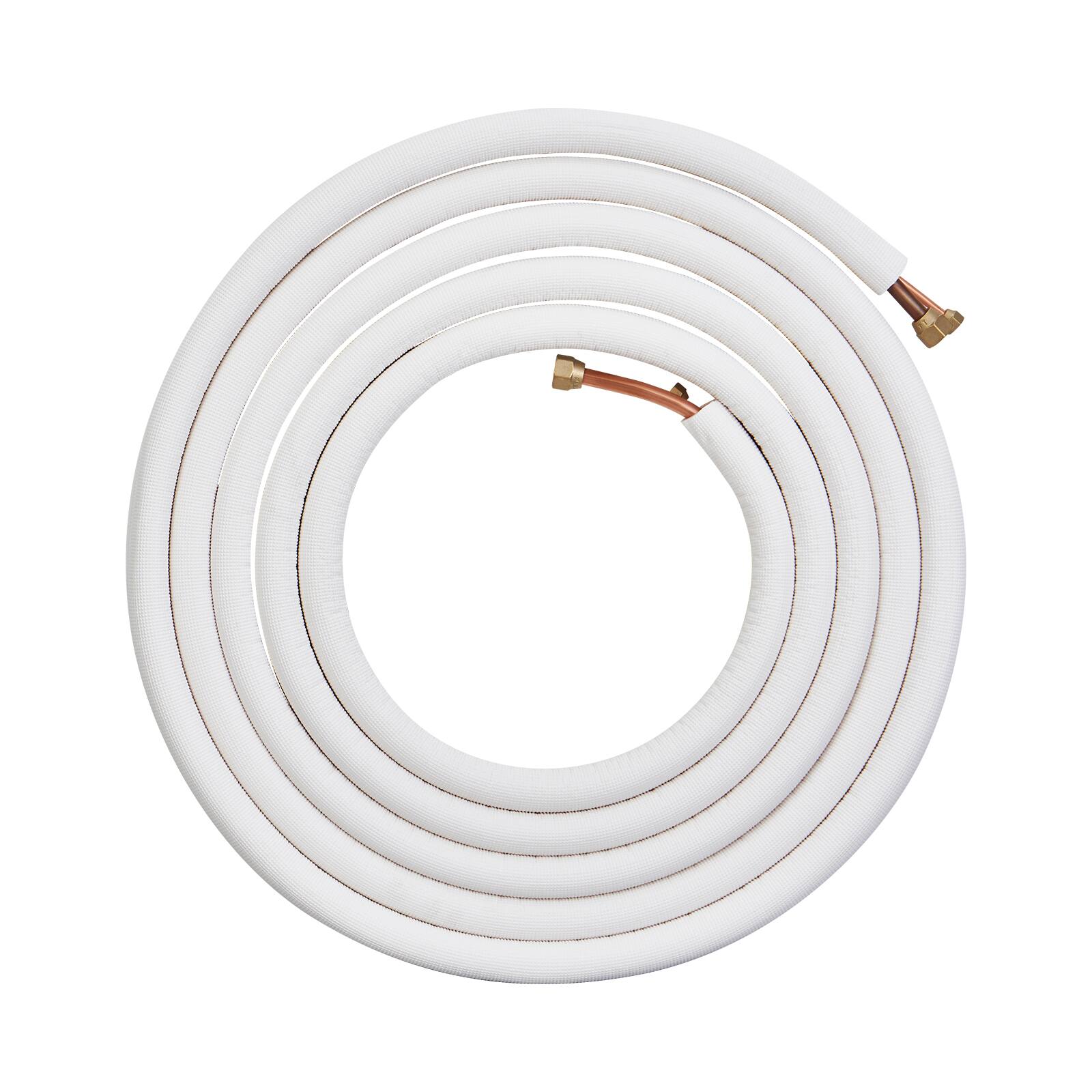 Alt View 5. VEVOR - 25FT Mini Split Line Set, 1/4" & 1/2" O.D Copper Pipes Tubing and Triple-Layer Insulation - White.