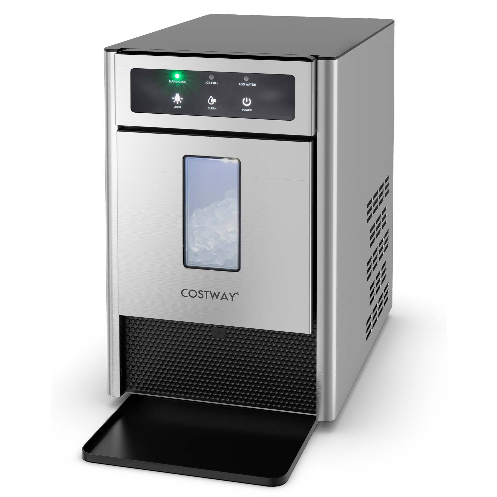 Alt View 14. Costway - Countertop Nugget Ice Maker with Self-Cleaning Function Manual & Auto Water Refill - Silver/Black.