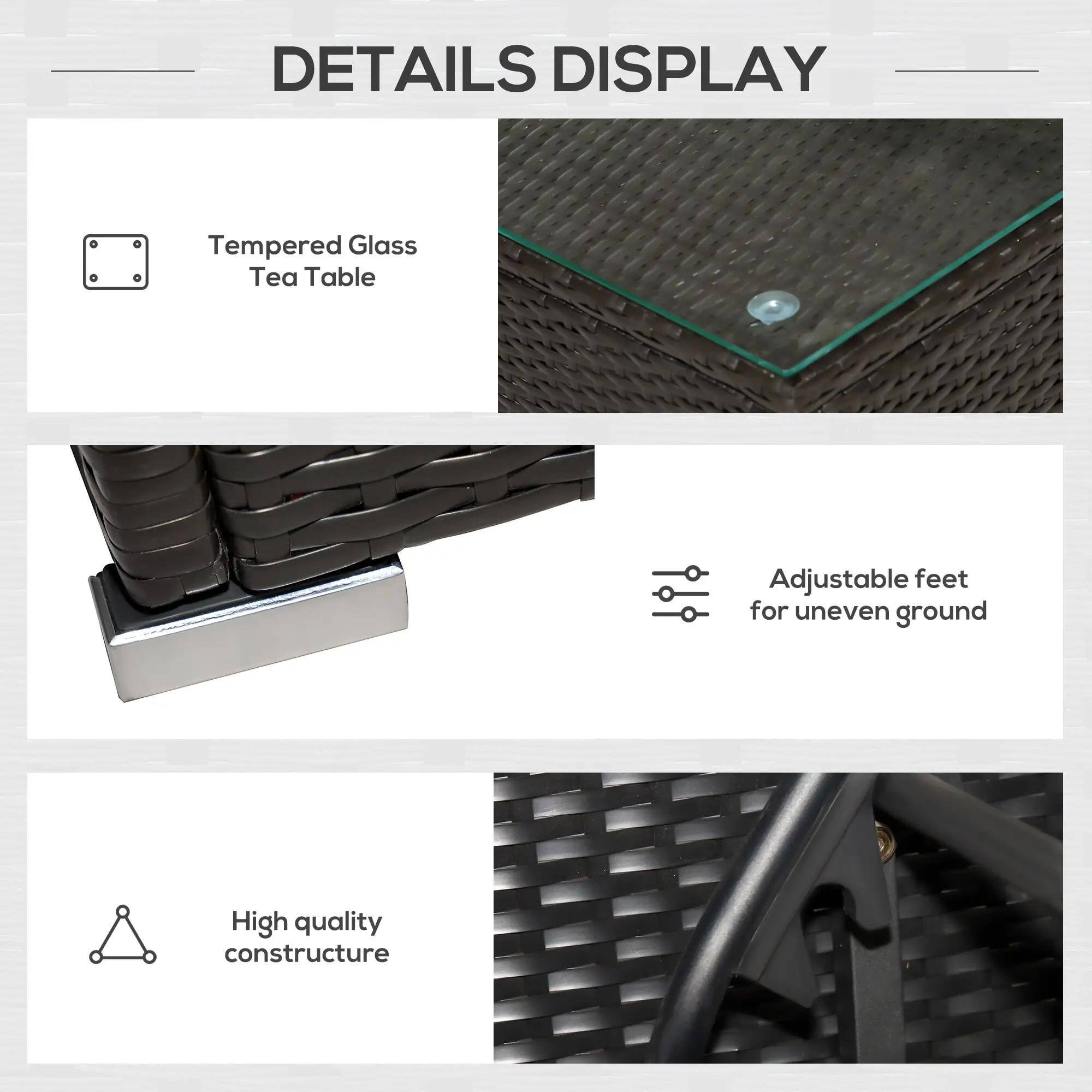 DETAILS DISPLAY

Tempered Glass Tea Table
Adjustable feet for uneven ground
High quality constructure