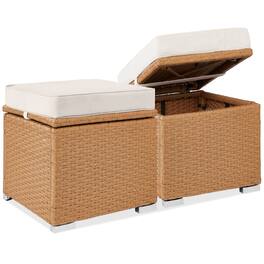 Best Choice Products - Set of 2 Wicker Ottomans, Multipurpose Furniture w/ Removable Cushions - Ivory/Natural - Natural/Ivory