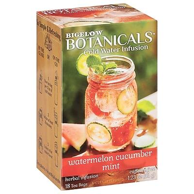 DC7 Cin Simple & Raresing BIGELOW™ BOTANICALS Water Infusion C6 Cold OR TE 0 () watermelon cucumber mint green caffe free herbal infusion 1.23 OZ (34 g) NATURALLY 18 Tea Bags