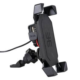 Kitcheniva - Motorcycle Bike ATV Cell Phone GPS Handlebar Mirror Mount Holder USB Charger - Black
