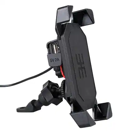 Front. Kitcheniva - Motorcycle Bike ATV Cell Phone GPS Handlebar Mirror Mount Holder USB Charger - Black.