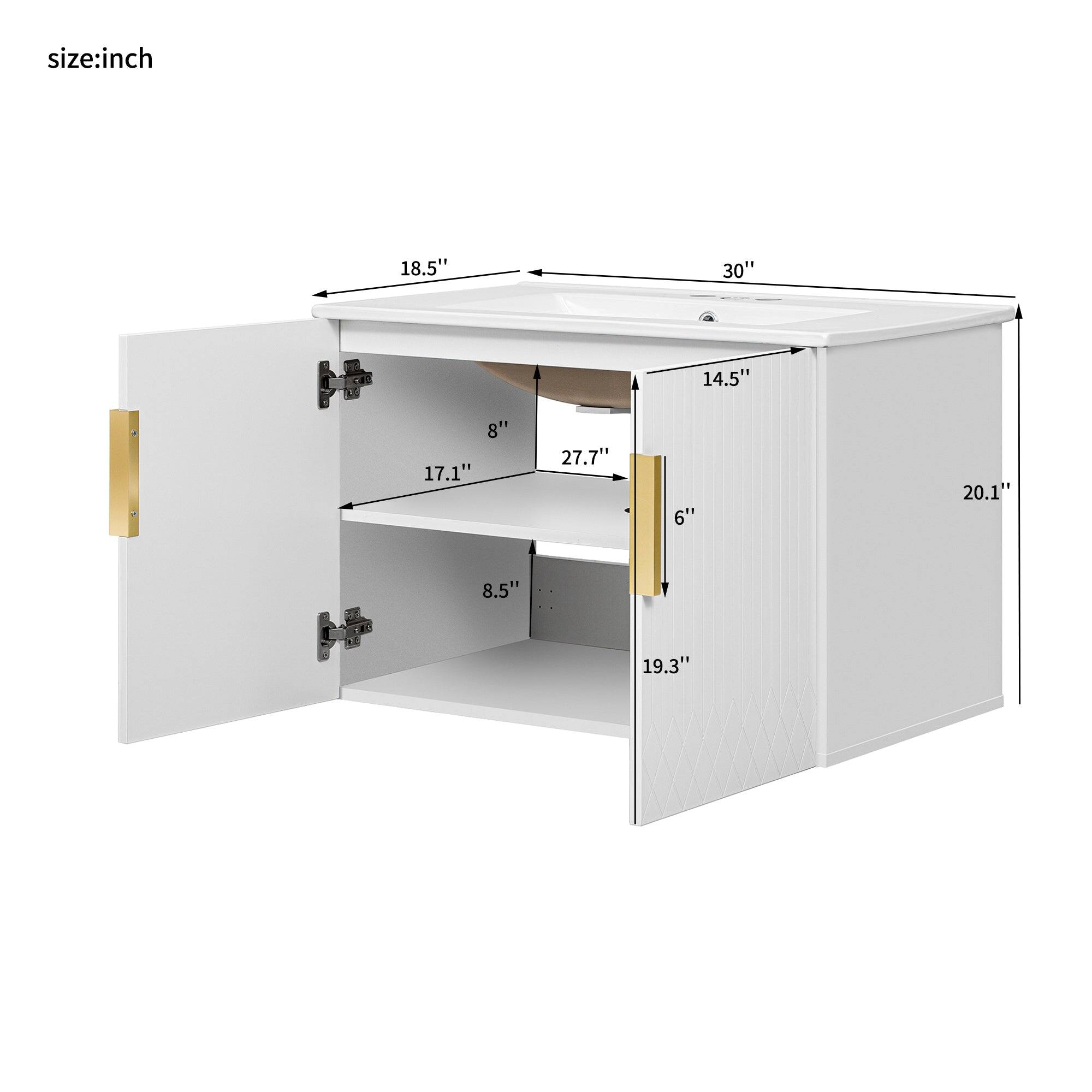 size: inch  
18.5" 30" 14.5" 8" 17.1" 27.7" 6" 20.1" 8.5" 19.3"