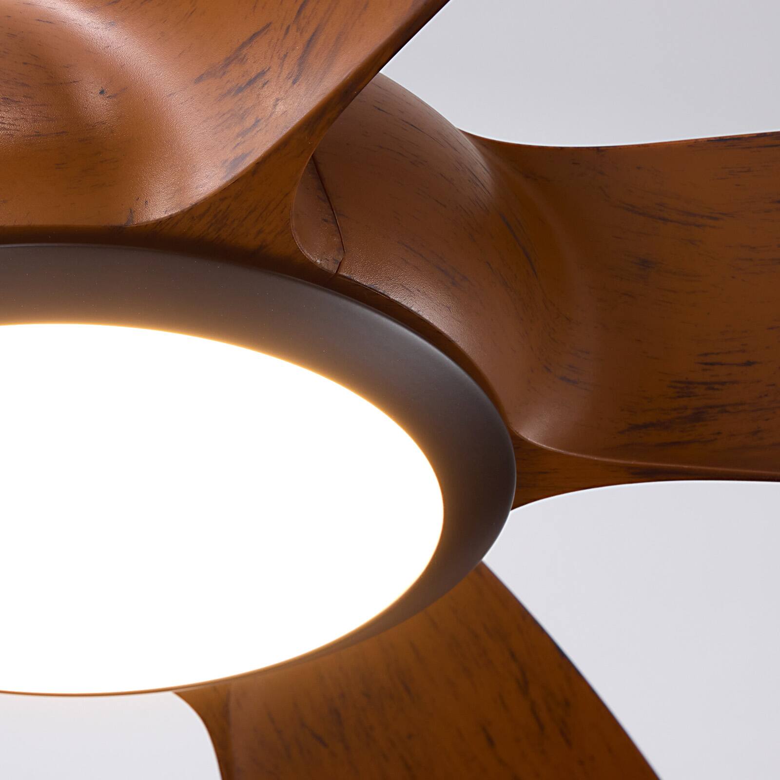 Alt View 7. Siljoy - 54-inch Dark Brown Wood Grain Ceiling Fan with Light & Remote 5-Blade Modern Indoor Fan - Brown.