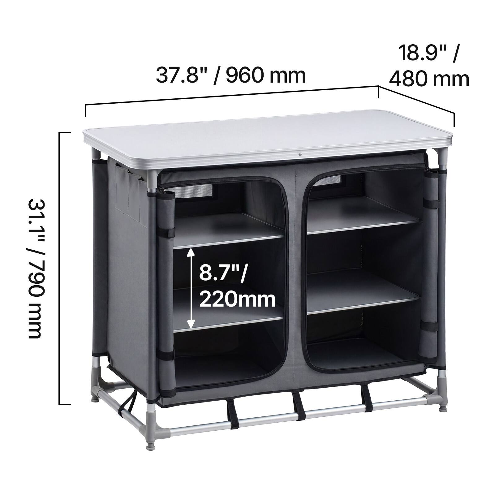 37.8" / 960 mm  
18.9" / 480 mm  
31.1" / 790 mm  
8.7" / 220 mm