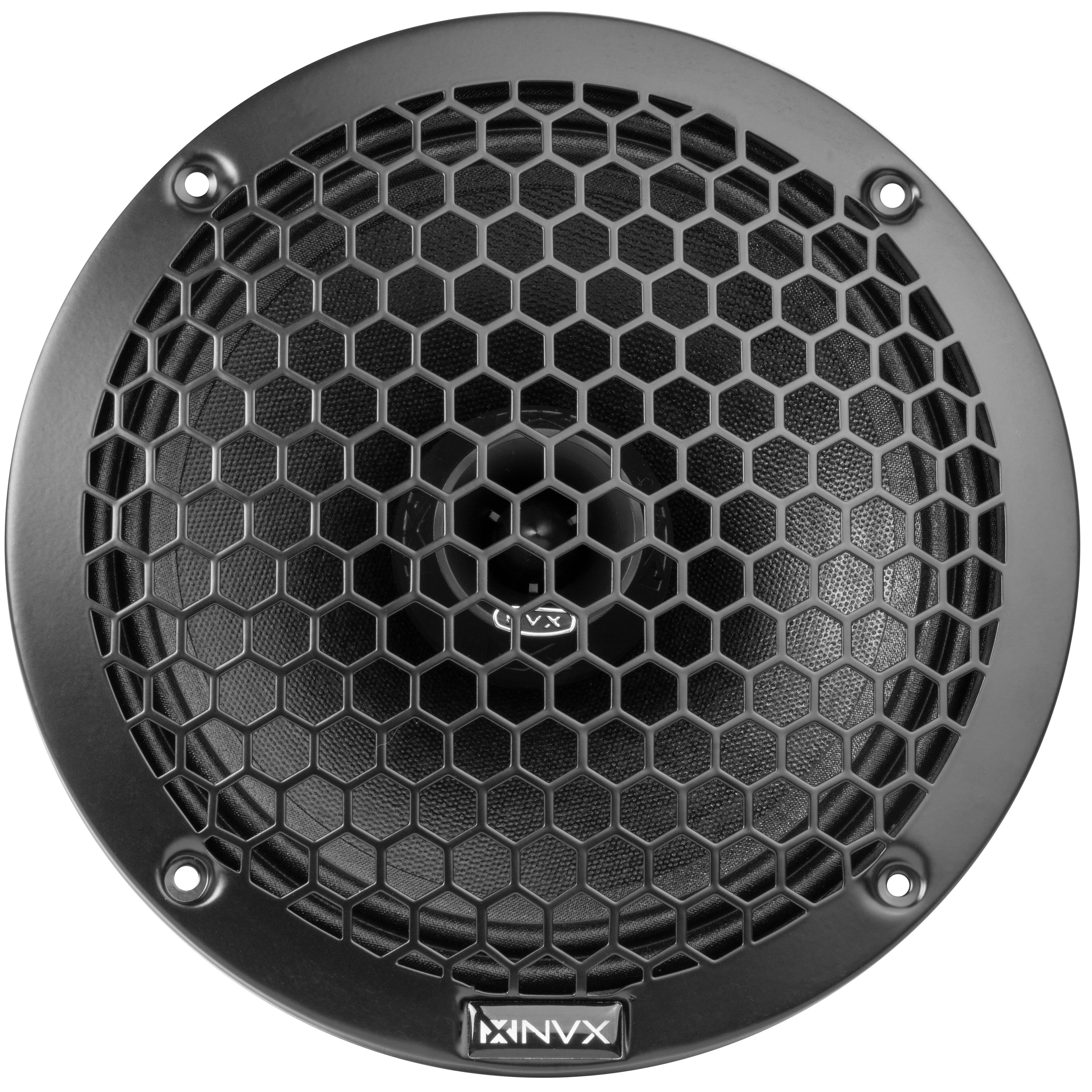 Back. NVX - VPRO8 (Sold Individually) 275W RMS 8in V-Series Pro 2-Way Water Resistant Coaxial Loudspeaker with Bullet Tweeter.