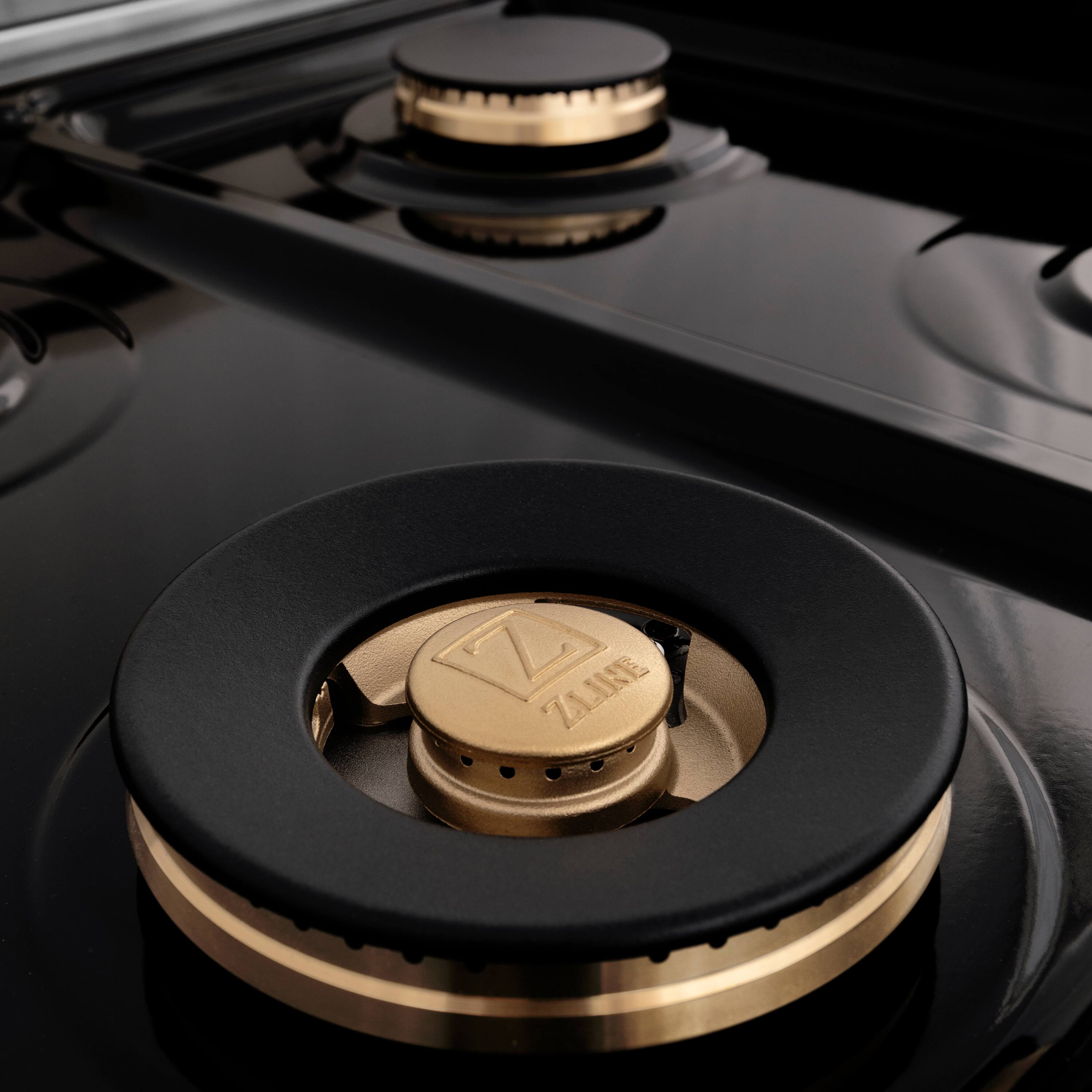 Alt View 8. ZLINE - Autograph Edition 48 in. Slide-In Legacy Gas Rangetop with 7 Burners and Porcelain Cooktop with Matte Black Accents - Stainless Steel.