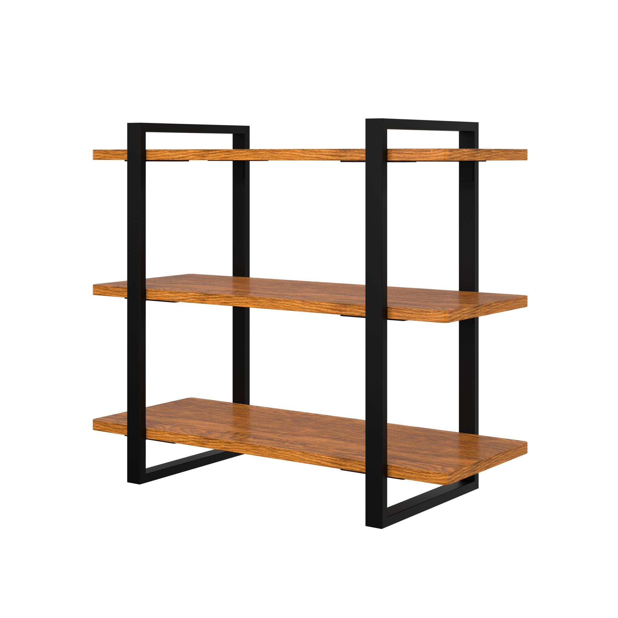 Alt View 5. Koolmore - 28 In. 3-Tier Supermarket Wooden Display Rack (KM-SDW-3ROP) - Dark Wood Grain.