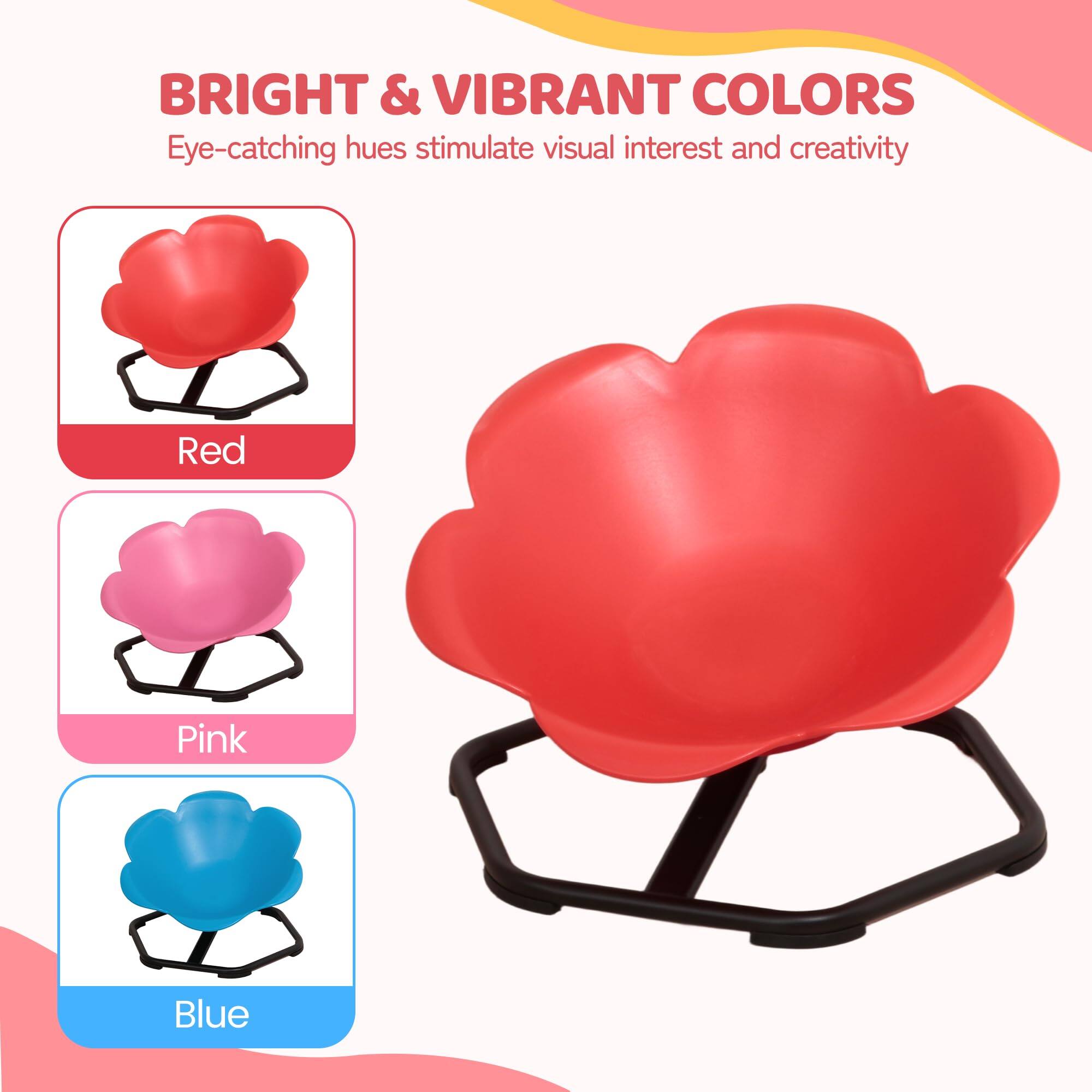 BRIGHT & VIBRANT COLORS  
Eye-catching hues stimulate visual interest and creativity  
Red  
Pink  
Blue